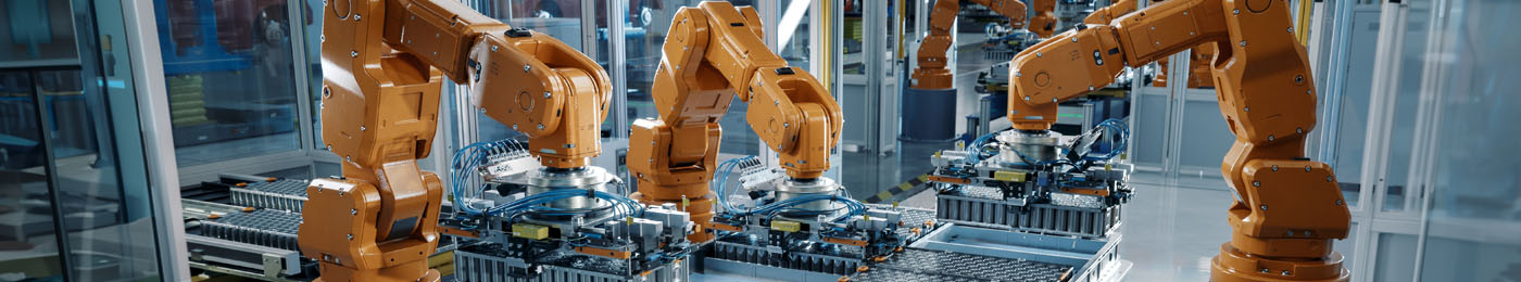 Industrial Robot Arms Assemble EV Battery Pack on Automated Production Line