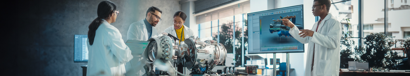 Jet Engine Researchers in Motor Manufacturing Facility