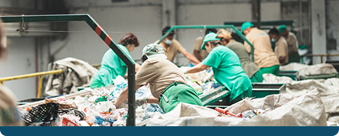 a sorting line at a waste management facility