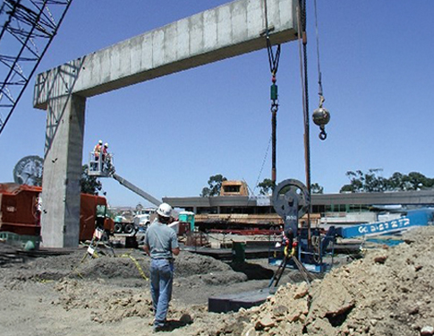 construction site with equipment and crane