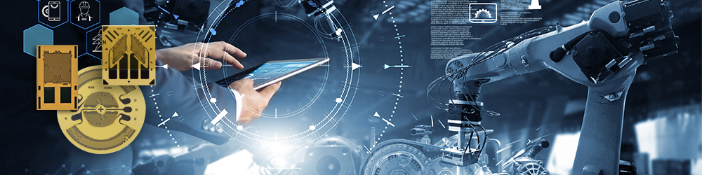 Industrial Engineer working and robotics, with three transducers class gages