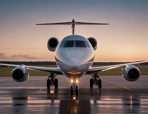 Private Jet is on runway