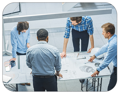 engineers designing a jet engine